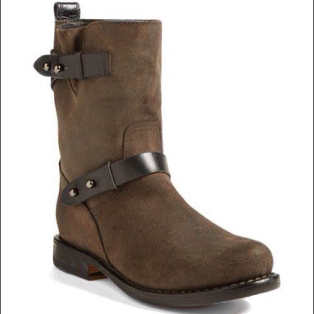 Rag & Bone waxed calfskin Moto Boots size 40 brown with black accent